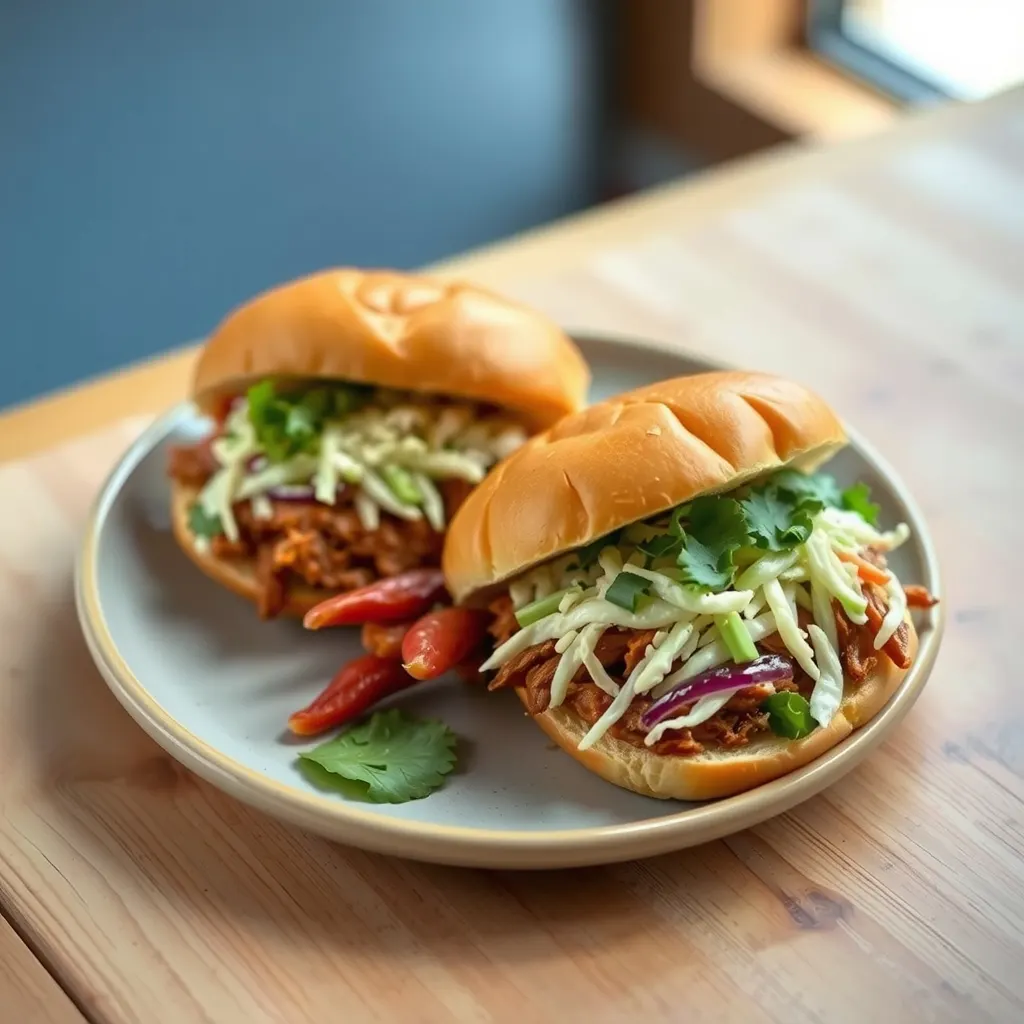 AI-generated illustration of Pulled Pork Sandwiches with Vinegar Slaw