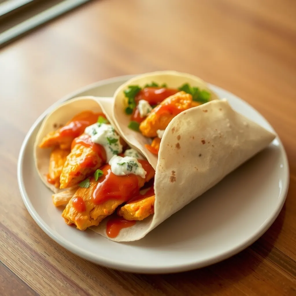 AI-generated illustration of Buffalo Chicken Wrap with Blue Cheese